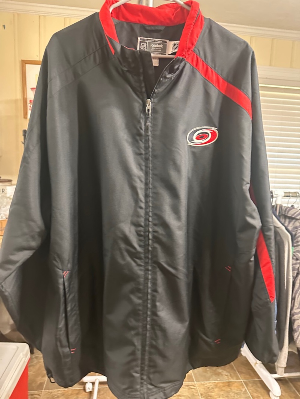Reebok Black and Red Carolina Hurricanes Lightweight Zip Jacket